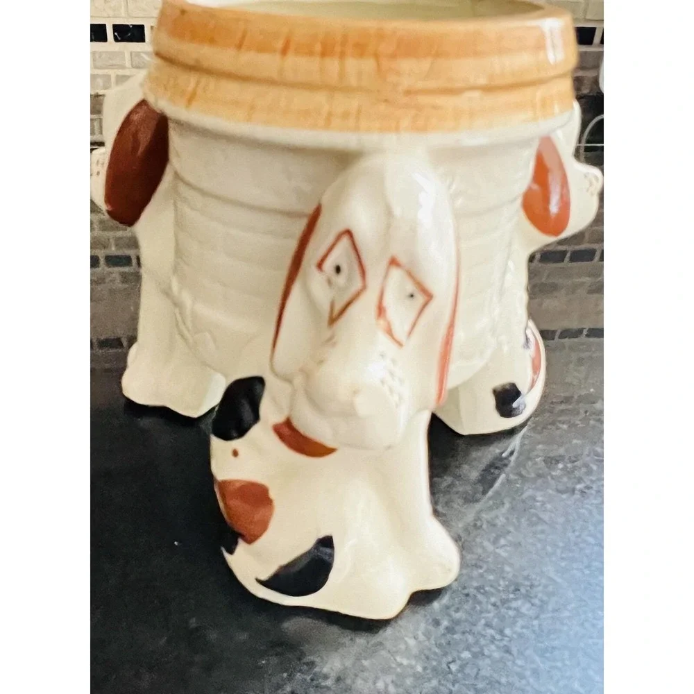 Vintage Hound Dog Planter‎ Collectible Glazed Cartoony Plant Pot Dog Lover